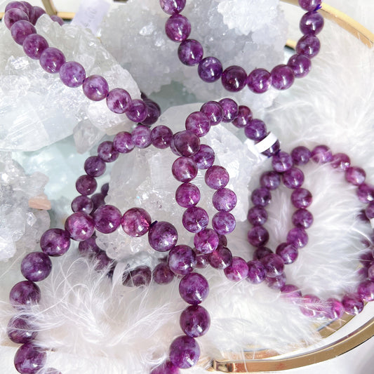 Gem lepidolite Beaded bracelet