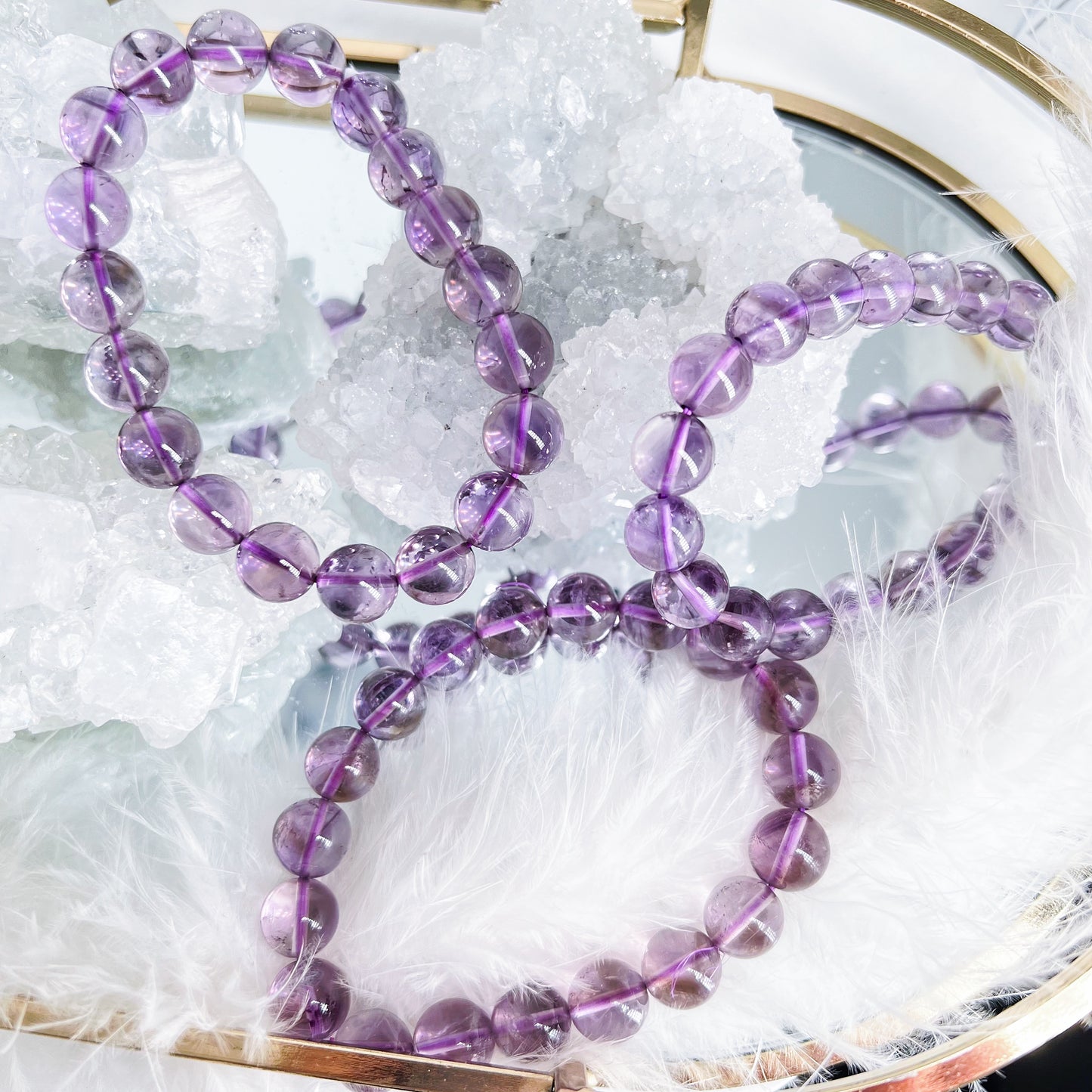 Amethyst High quality clear beaded bracelet 8mm - 8.5mm bead