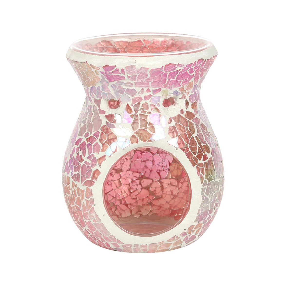 Small iridescent pink crackle burner