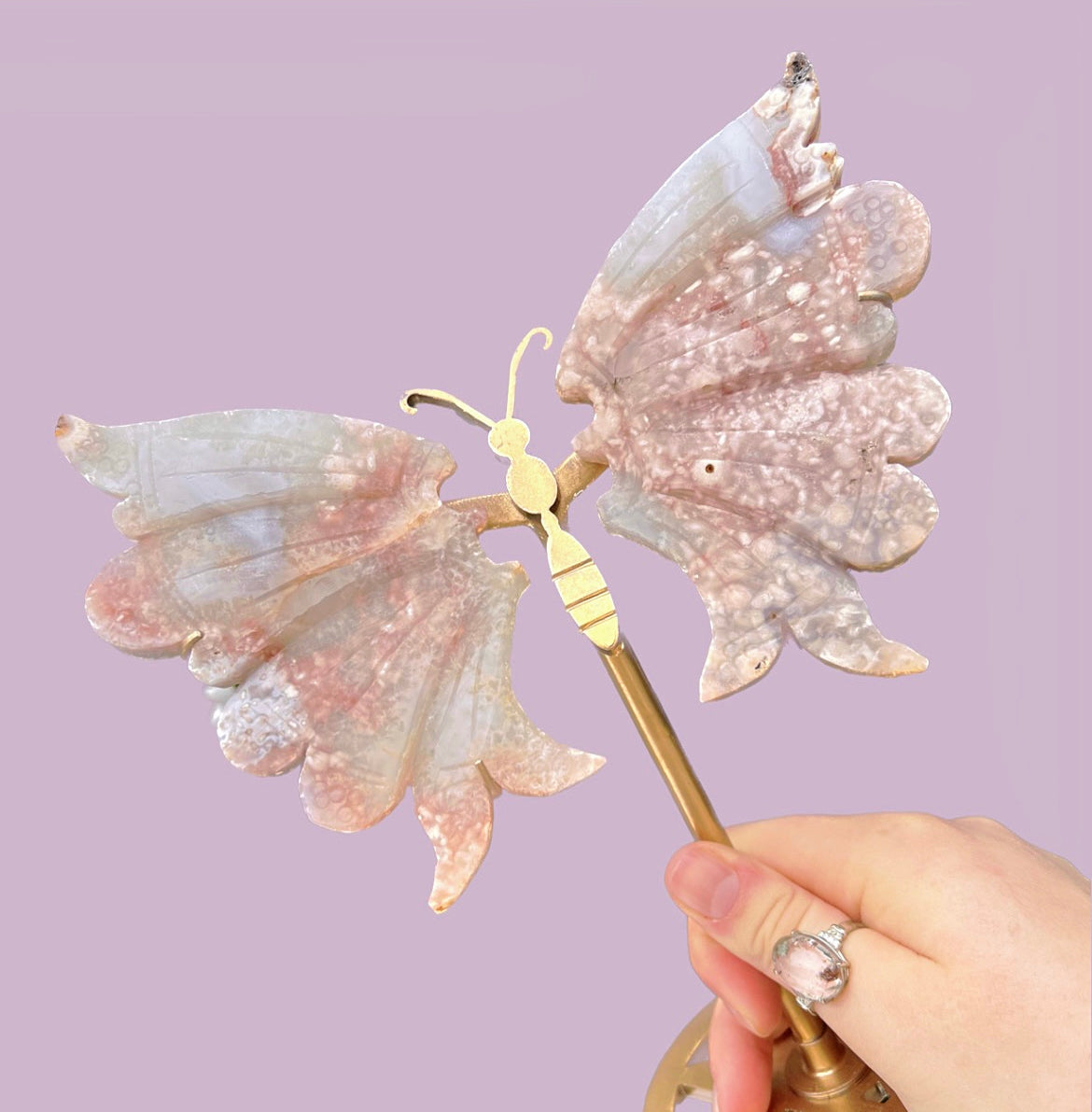 Pink amethyst flower agate butterfly wings