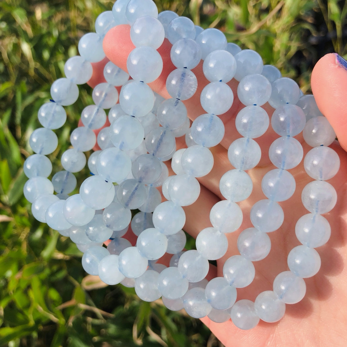 Chalcedony beaded bracelet 10mm