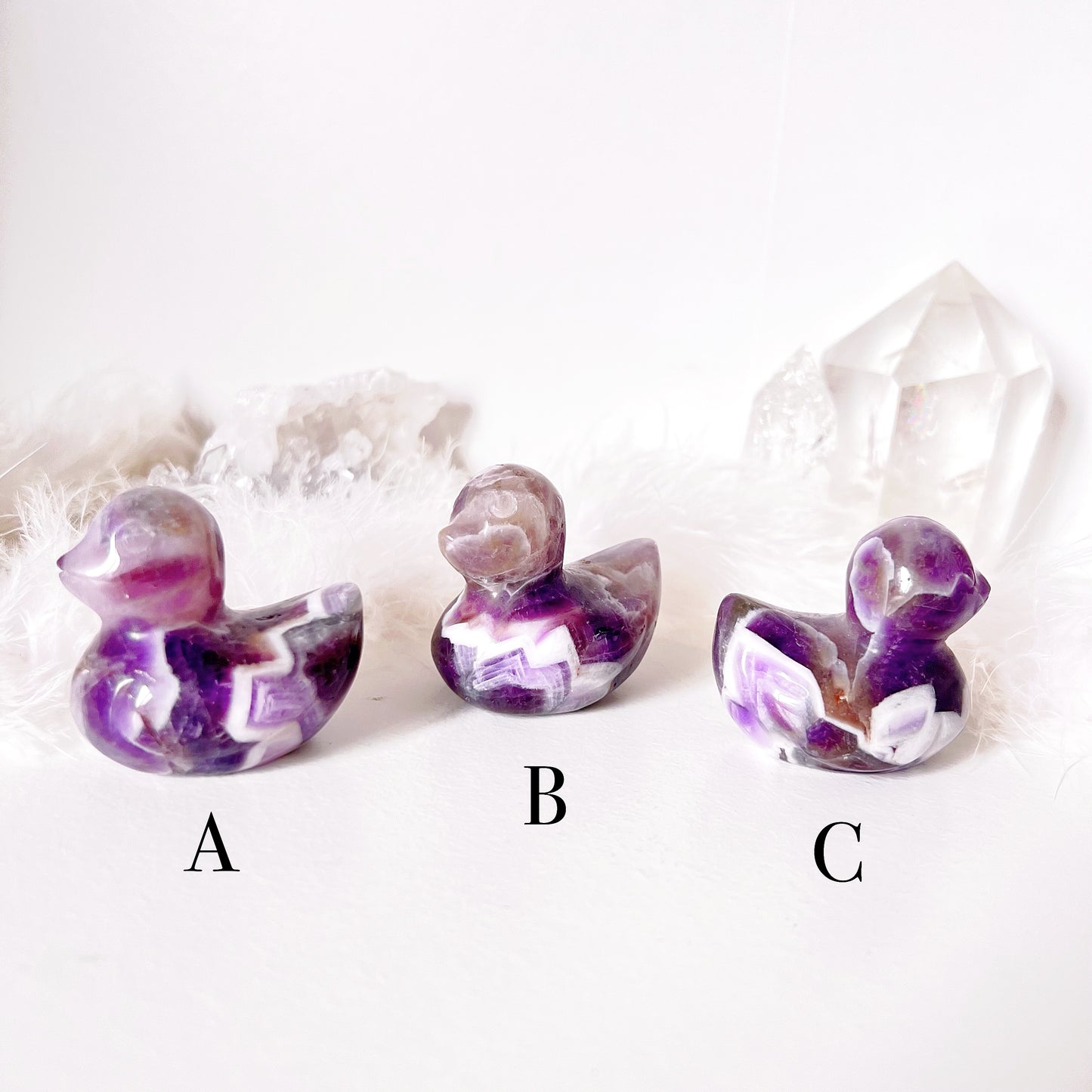 Chevron / Dream Amethyst duck carving (choose your own)