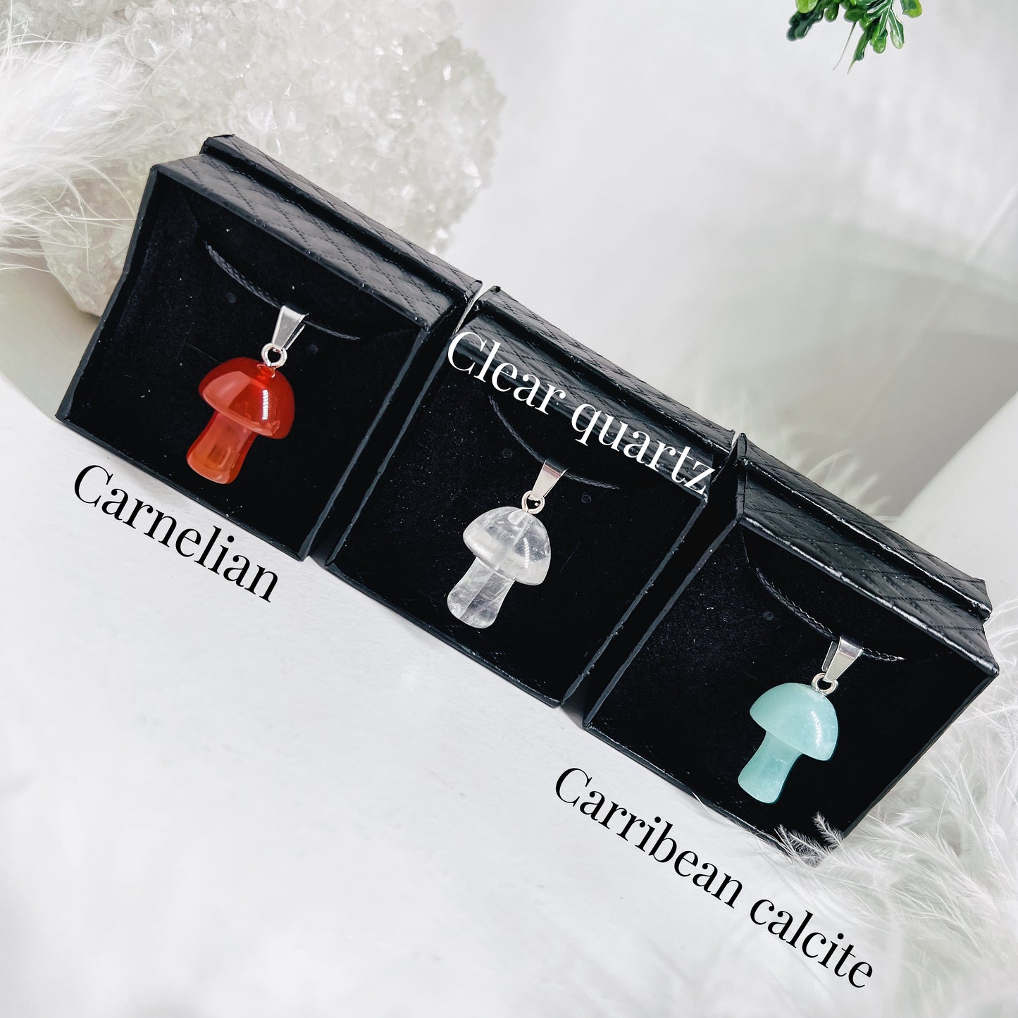 Crystal mushroom necklace (choose your crystal)