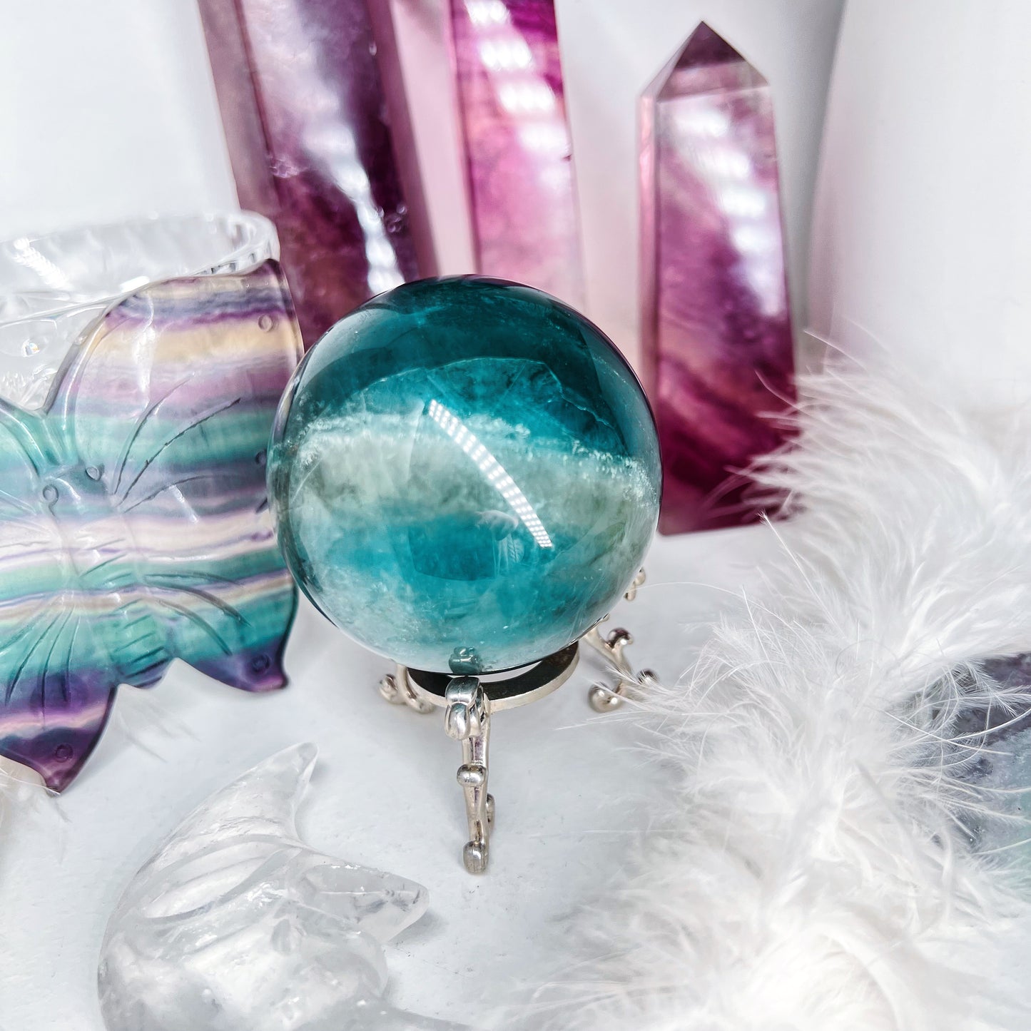 Blue high quality fluorite sphere #B