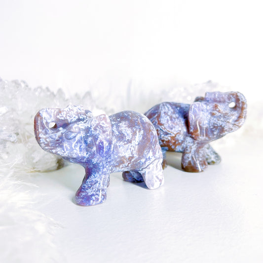 Blue Flower Agate Elephant carving